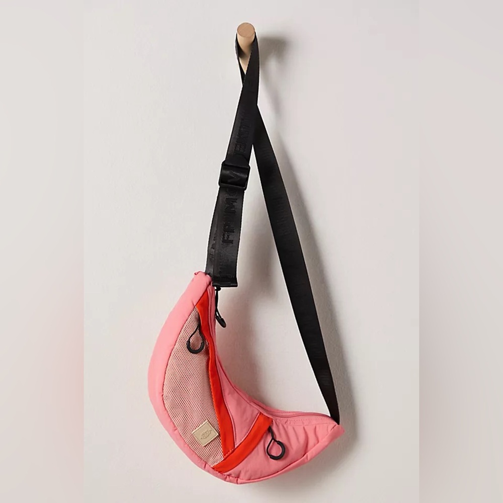 Free People Pink and Orange Crescent Crossbody Sling Bag🩷